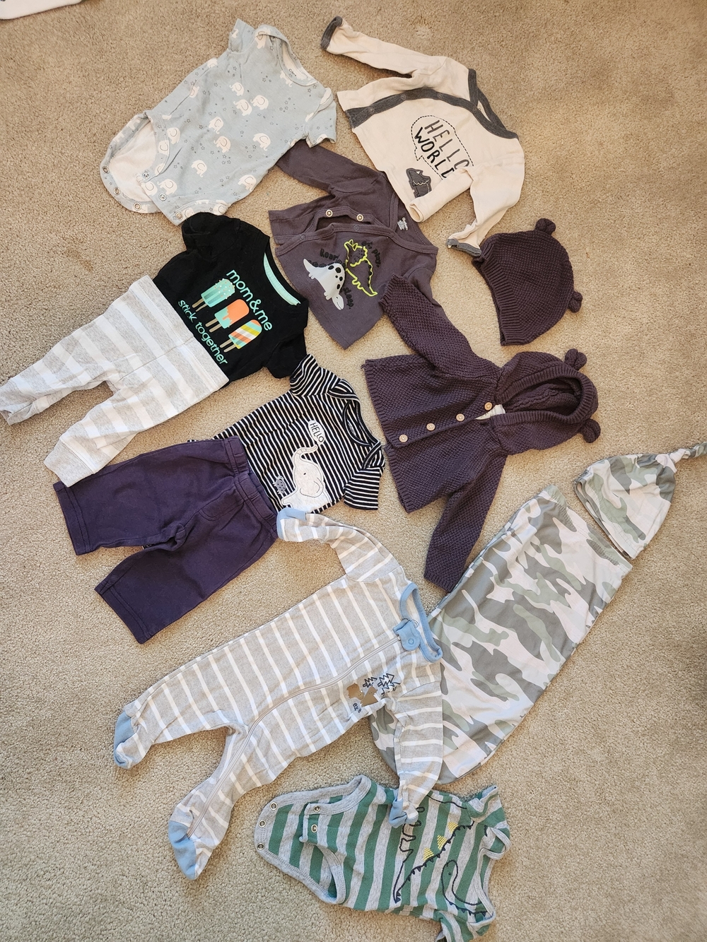 Toddler Mixed Clothing Set in Gray, Cream, Blue, Green